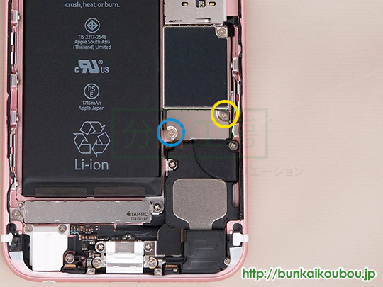 iPhone6s分解4バッテリーコネクタを外す(1)